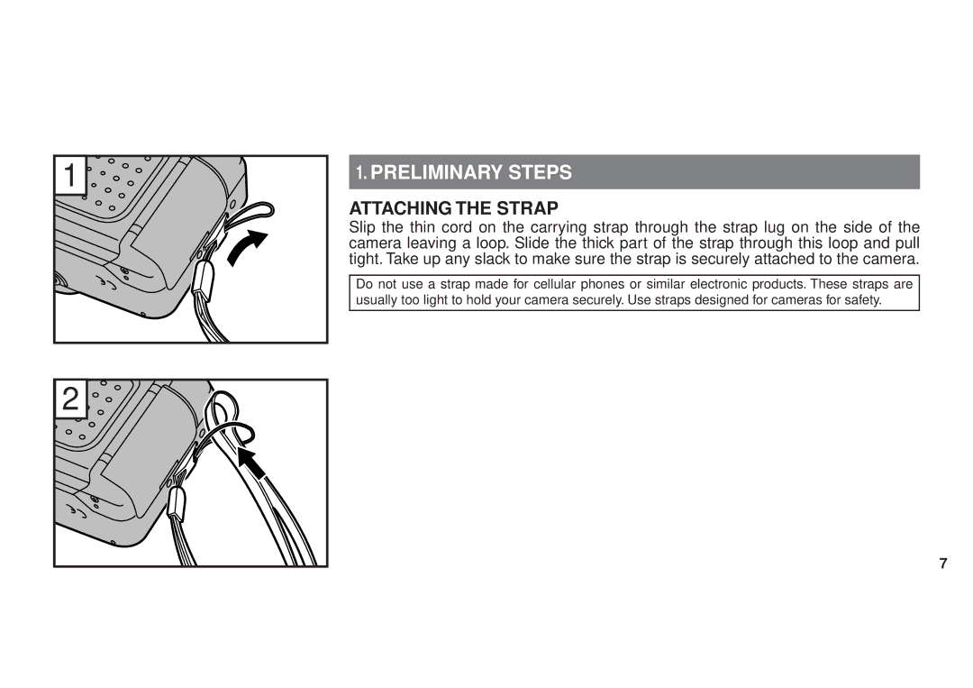 FujiFilm 120 owner manual Preliminary Steps, Attaching the Strap 