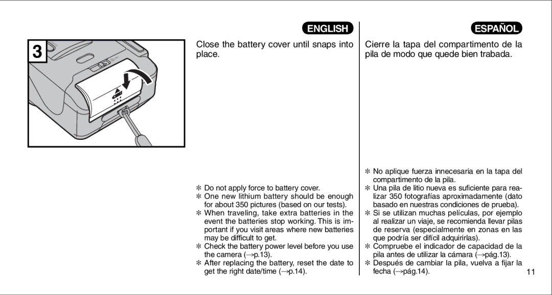 FujiFilm 135V owner manual Close the battery cover until snaps into place 