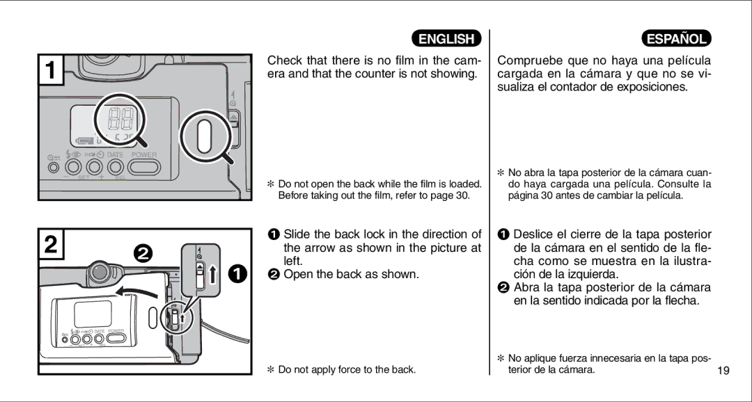 FujiFilm 135V owner manual Do not apply force to the back 