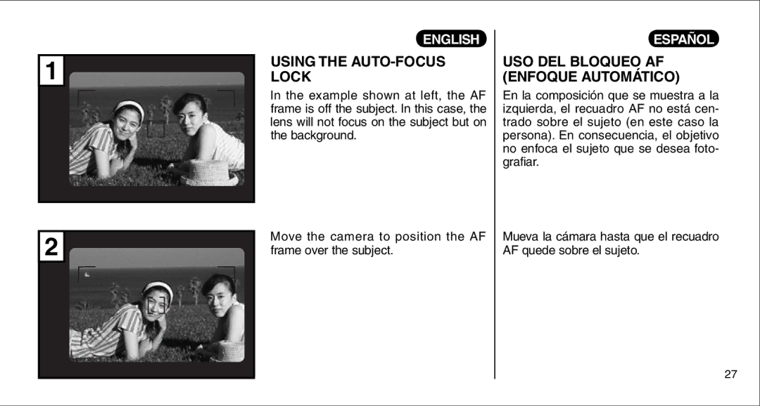 FujiFilm 135V owner manual Using the AUTO-FOCUS Lock, USO DEL Bloqueo AF Enfoque Automático 