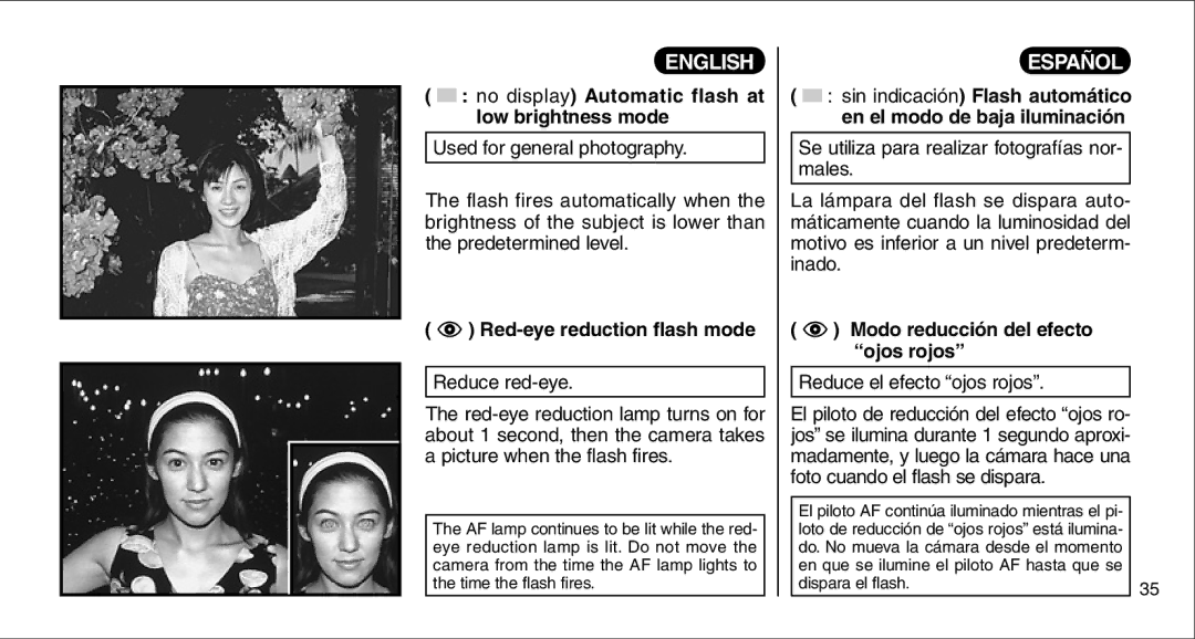 FujiFilm 135V owner manual No display Automatic flash at, Low brightness mode 