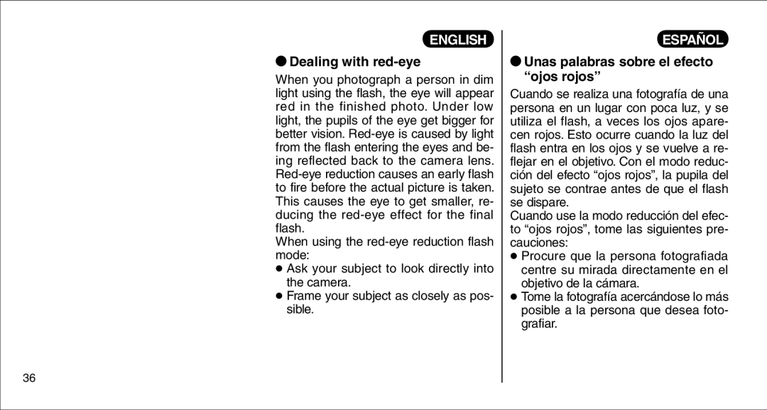 FujiFilm 135V owner manual Dealing with red-eye, Unas palabras sobre el efecto ojos rojos 