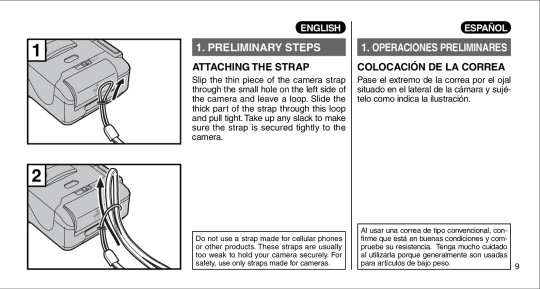 FujiFilm 135V owner manual Attaching the Strap, Colocación DE LA Correa 