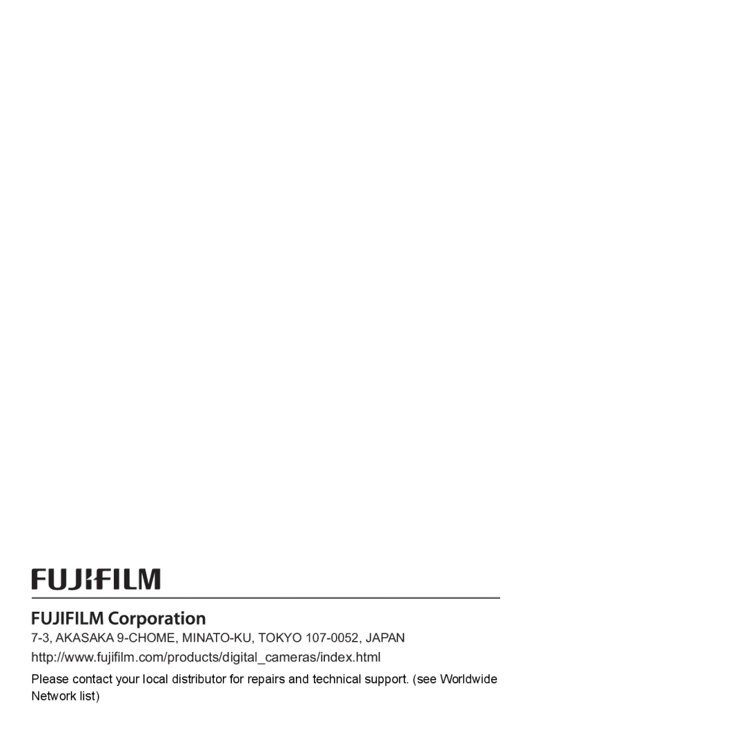 FujiFilm 16238037 owner manual Akasaka 9-CHOME, MINATO-KU, Tokyo 107-0052, Japan 