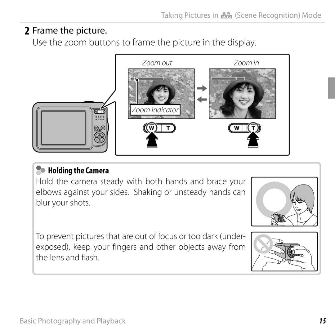 FujiFilm 16238037 owner manual Holding the Camera 