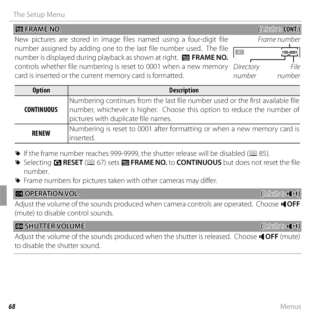 FujiFilm 16238037 owner manual Bframe no, Goperation VOL, Hshutter Volume 