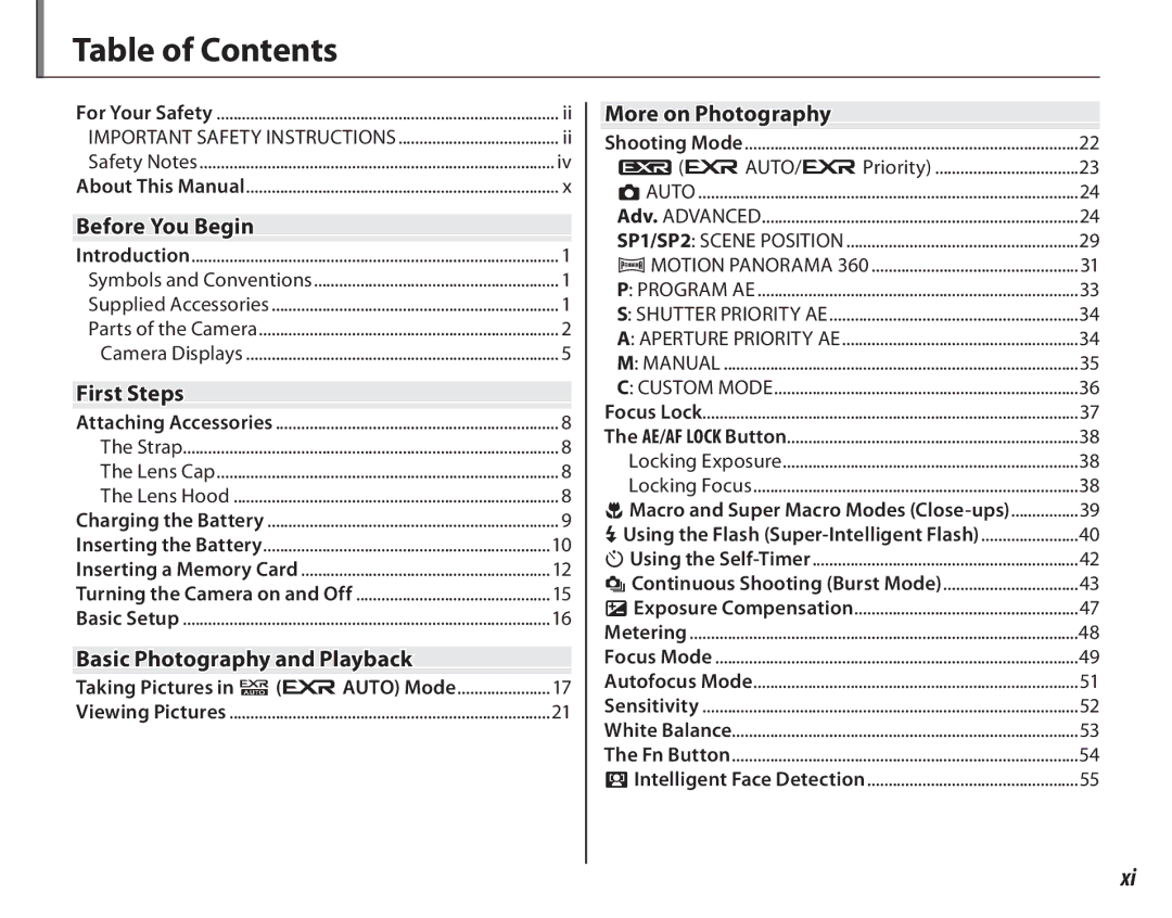 FujiFilm 16286187-4-KIT owner manual Table of Contents 