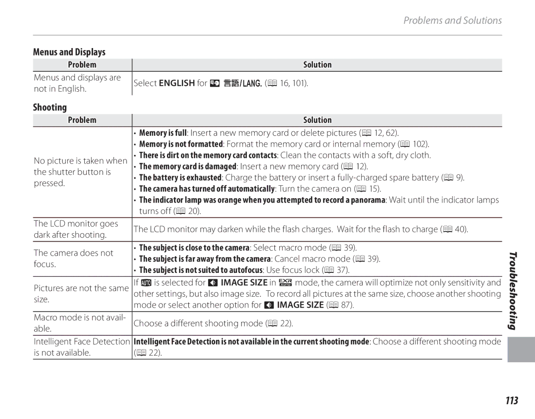 FujiFilm 16286187-4-KIT owner manual 113, Menus and Displays, Shooting 