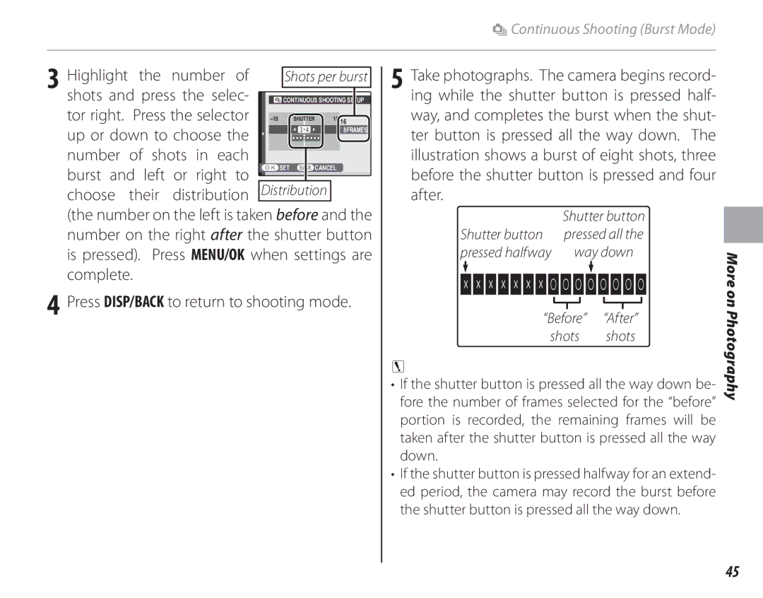 FujiFilm 16286187-4-KIT owner manual Highlight the number, Shots and press the selec, Tor right. Press the selector 