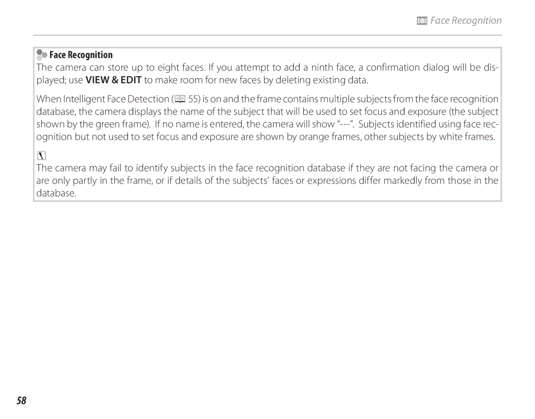 FujiFilm 16286187-4-KIT owner manual Face Recognition 