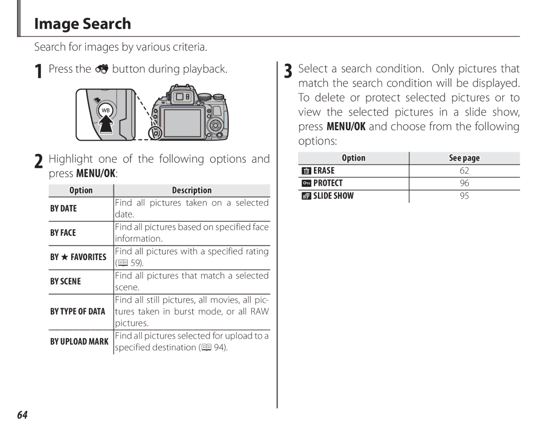 FujiFilm 16286187-4-KIT owner manual Image Search, Option See 