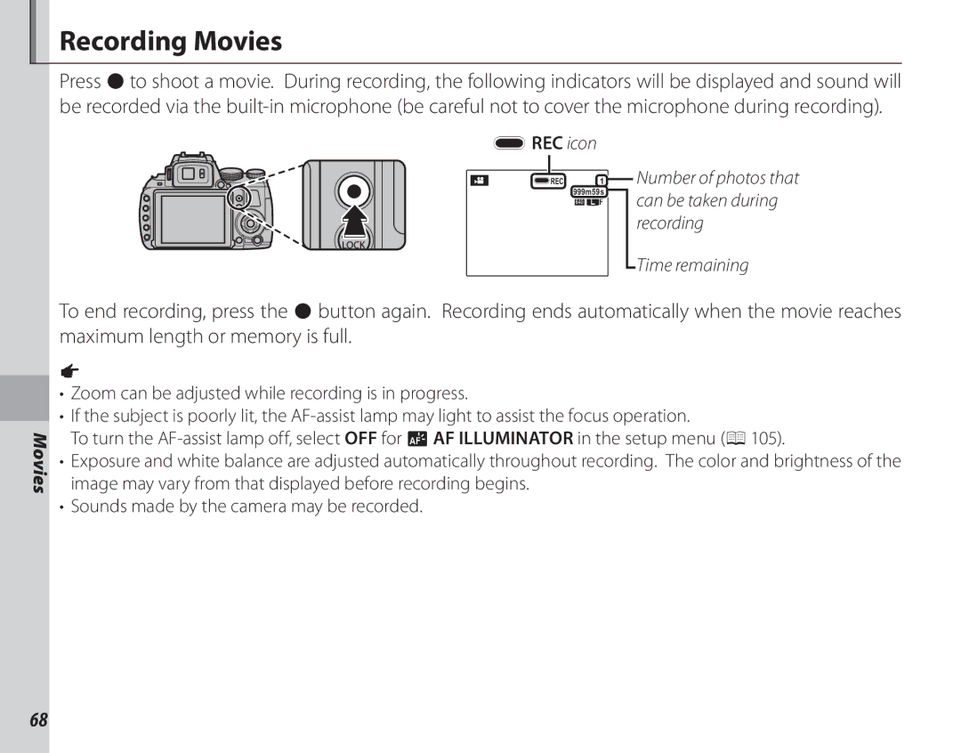 FujiFilm 16286187-4-KIT owner manual Recording Movies, REC icon 