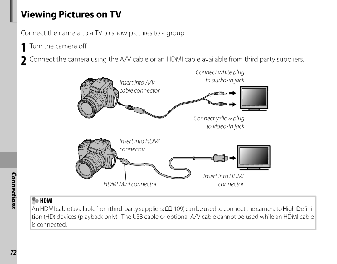 FujiFilm 16286187-4-KIT owner manual Viewing Pictures on TV, Hdmi 