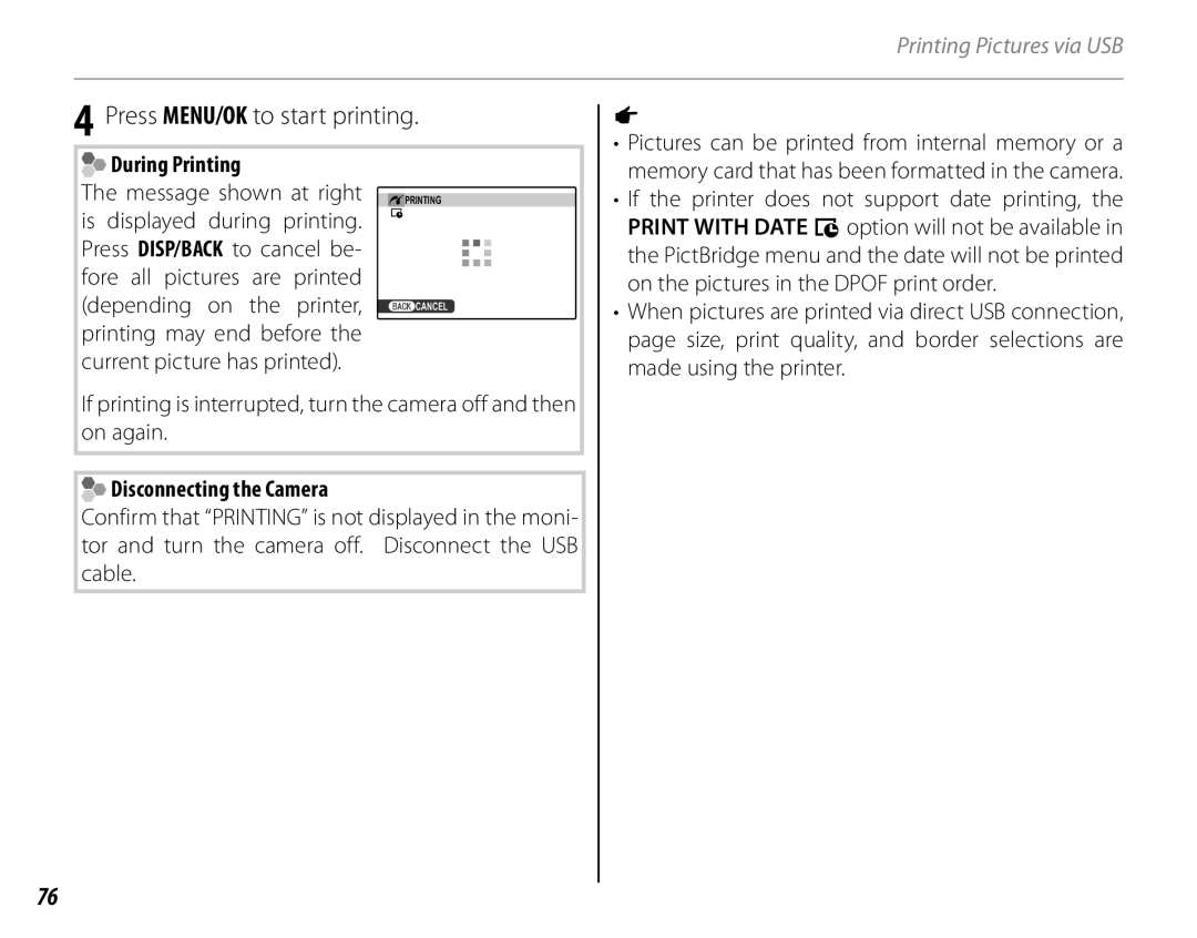 FujiFilm 16286187-4-KIT owner manual During Printing, On the pictures in the Dpof print order, Made using the printer 