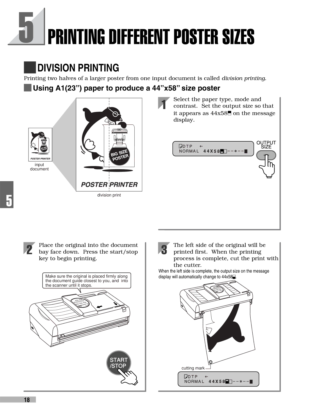 FujiFilm 3000 manual Division Printing, Using A123 paper to produce a 44x58 size poster 