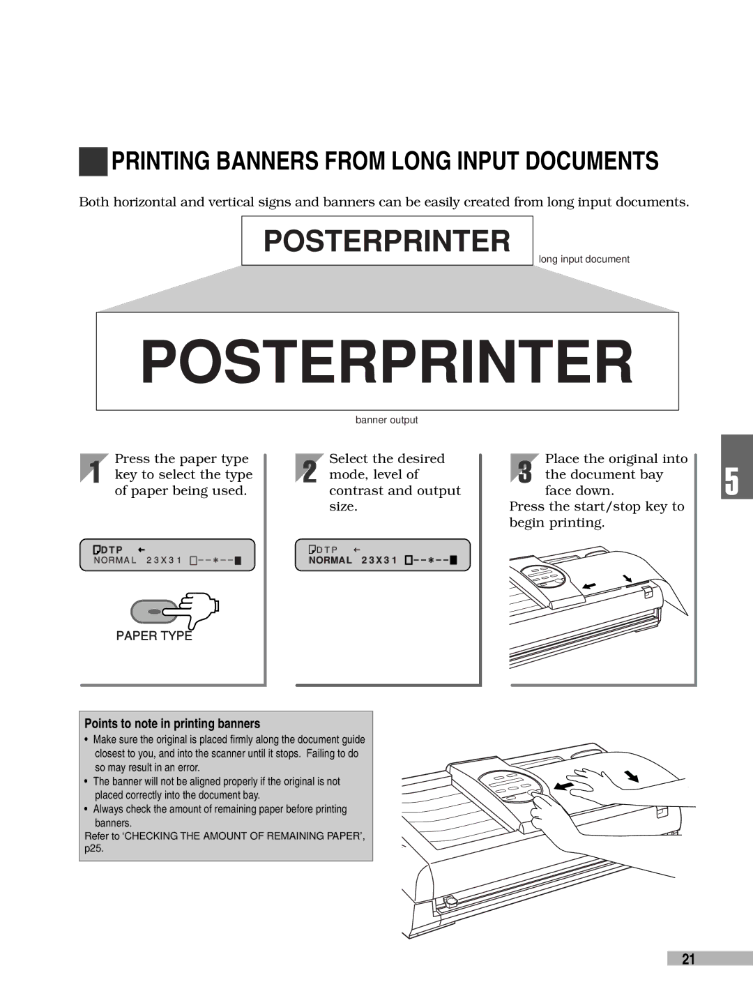 FujiFilm 3000 manual Printing Banners from Long Input Documents, Points to note in printing banners 