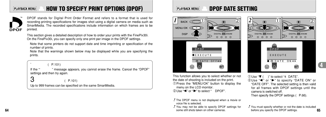 FujiFilm 30i manual Before you specify the Dpof settings 