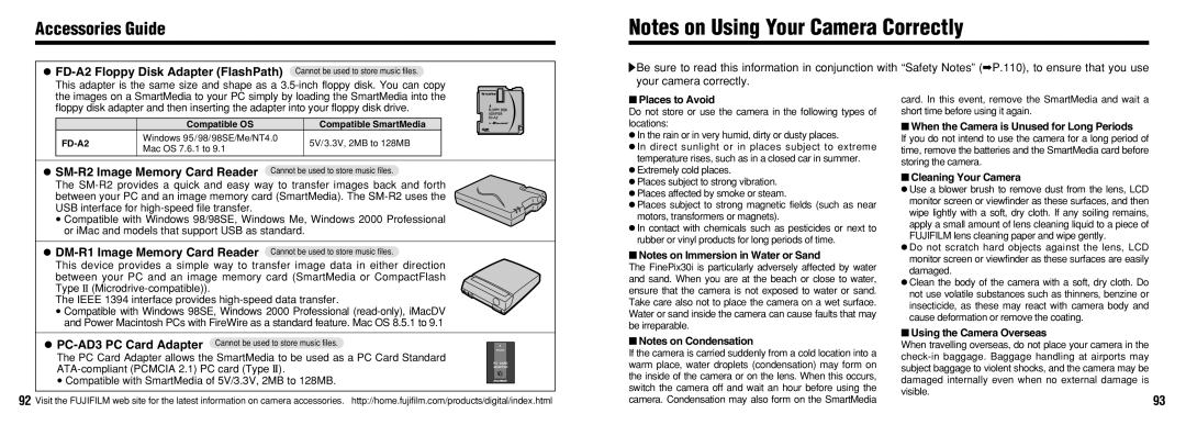 FujiFilm 30i manual Accessories Guide, SM-R2 Image Memory Card Reader, DM-R1 Image Memory Card Reader 