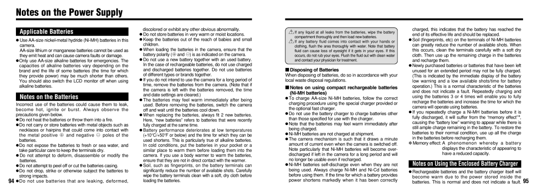 FujiFilm 30i manual Disposing of Batteries, Ni-MH batteries 
