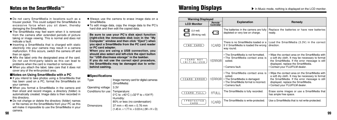 FujiFilm 30i manual Specifications 