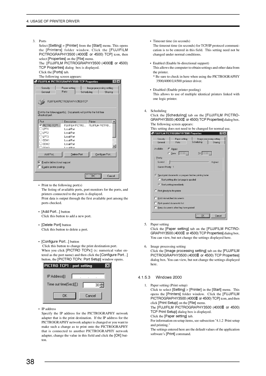 FujiFilm 40002, 3500, 4500 manual Windows, Configure Port... button 