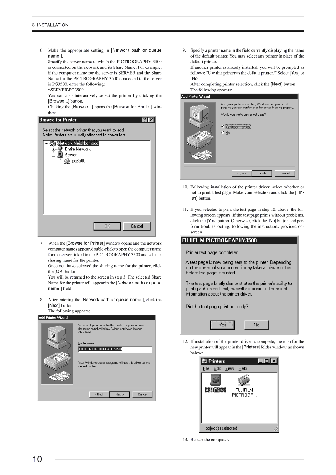 FujiFilm 3500 instruction manual You can also interactively select the printer by clicking 