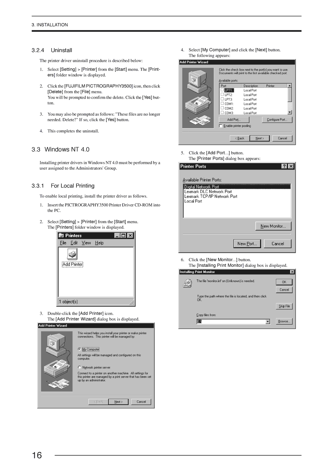 FujiFilm 3500 instruction manual Windows NT 