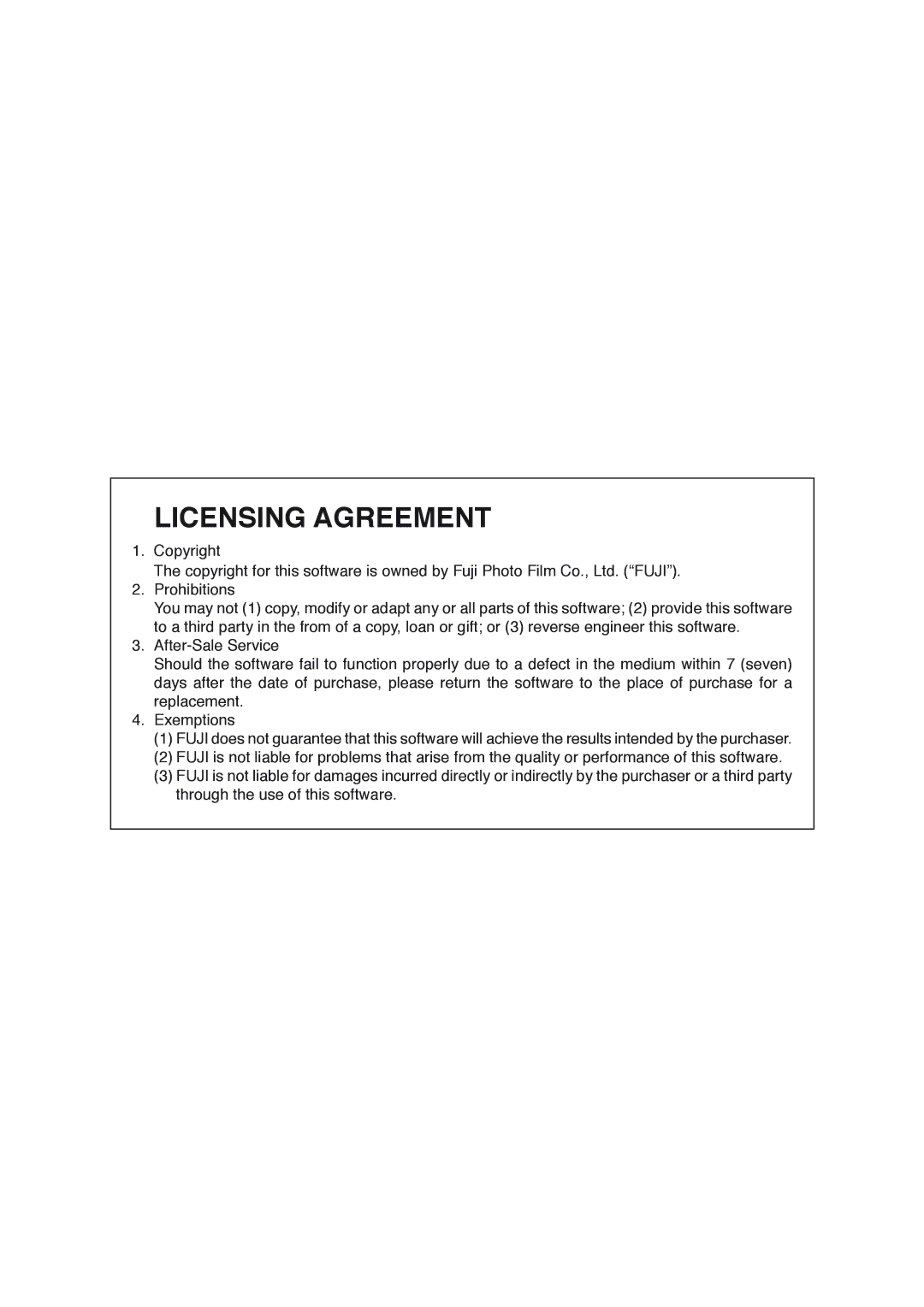 FujiFilm 3500 instruction manual Licensing Agreement 