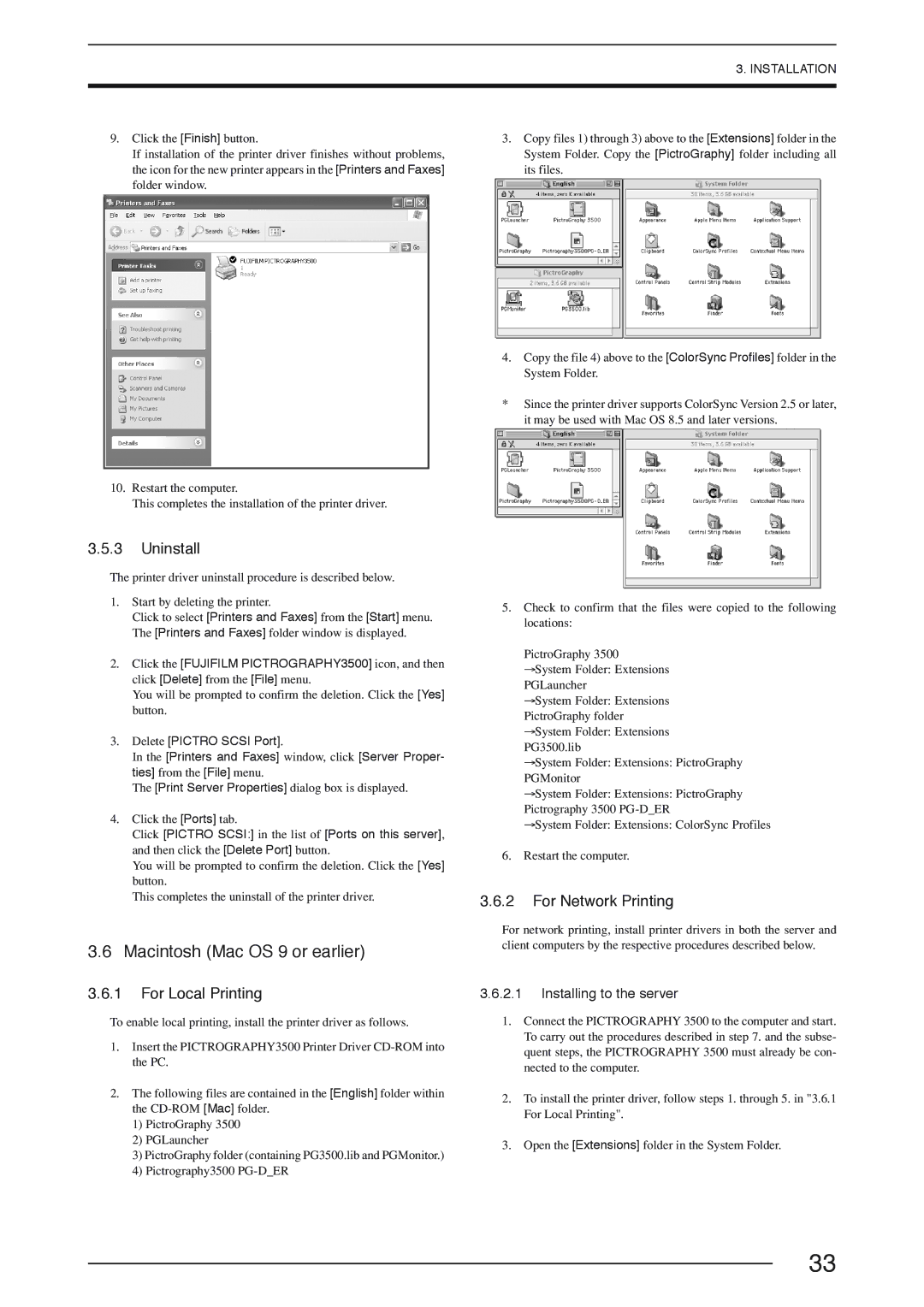 FujiFilm 3500 instruction manual Macintosh Mac OS 9 or earlier 