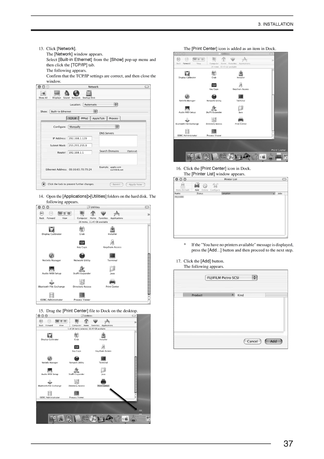 FujiFilm 3500 instruction manual Click Network 