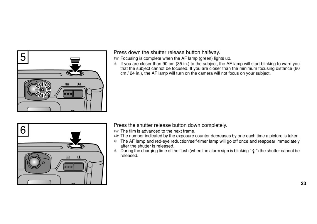 FujiFilm 38-125mm owner manual Press down the shutter release button halfway 