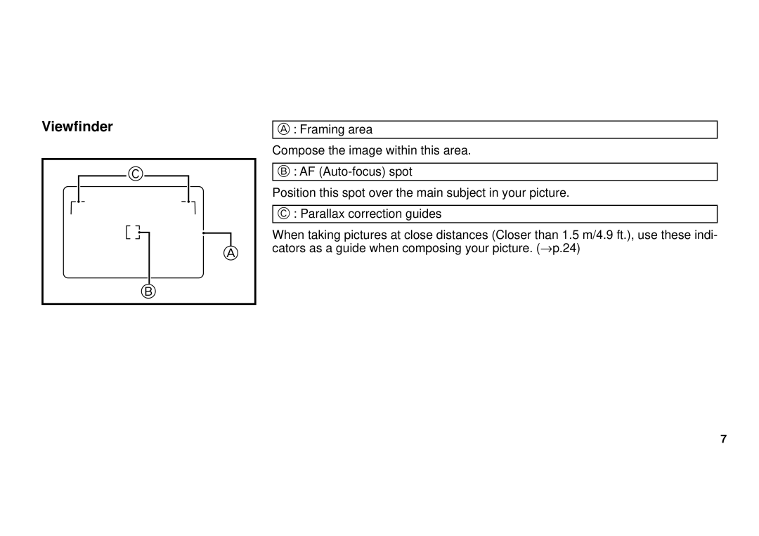 FujiFilm 38-125mm owner manual Viewfinder 