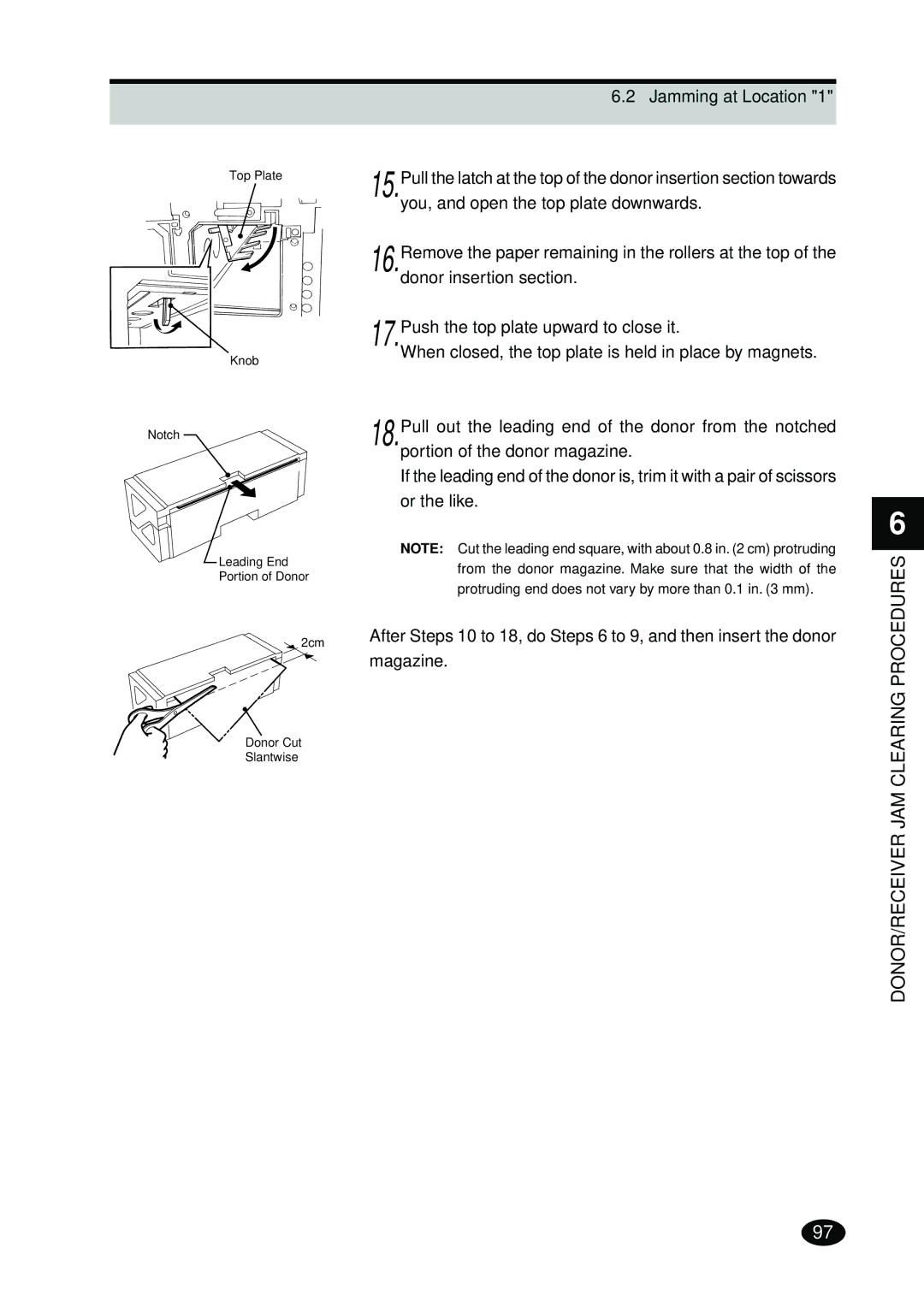 FujiFilm 4500N instruction manual DONOR/RECEIVER JAM Clearing Procedures 