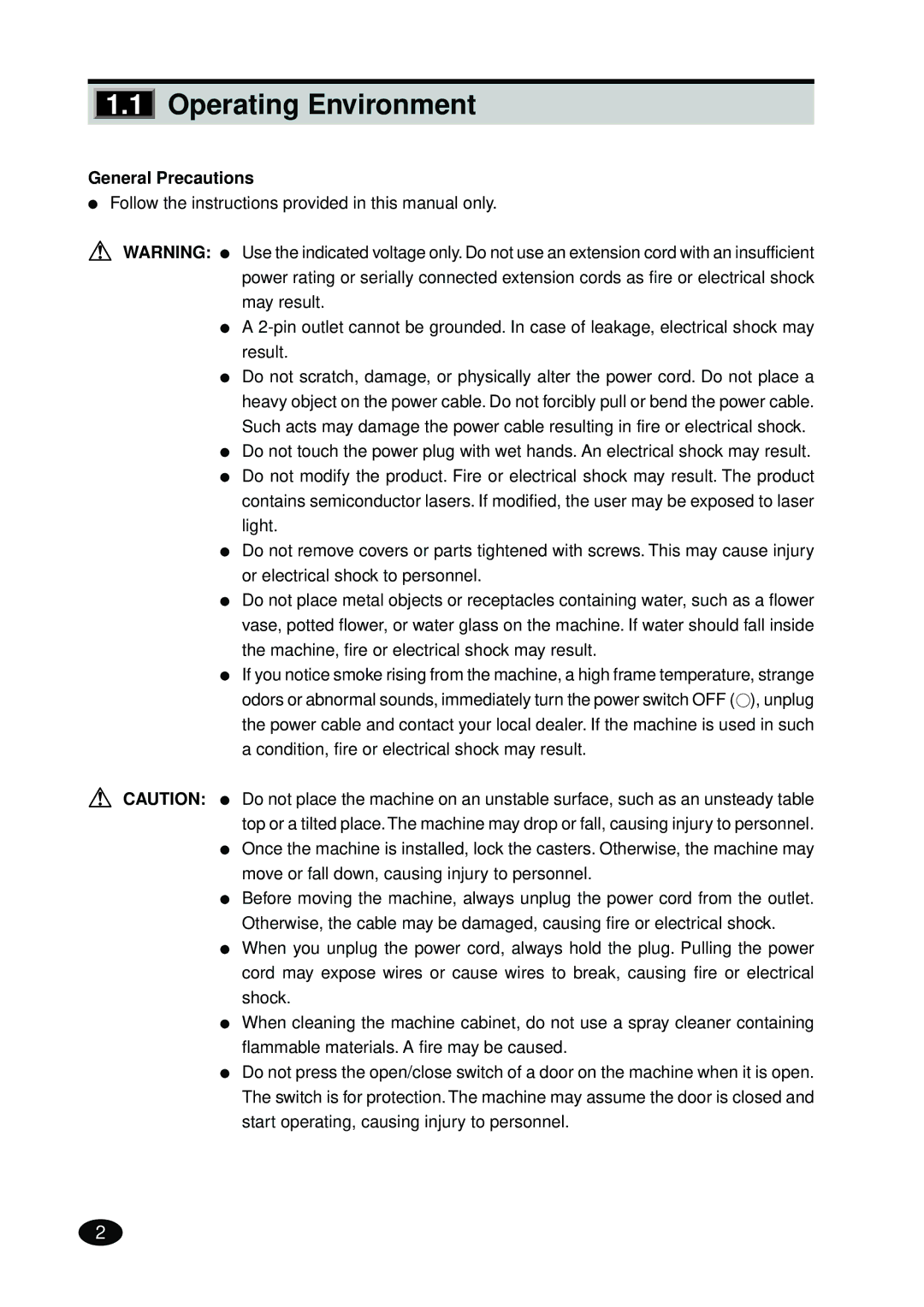 FujiFilm 4500N instruction manual Operating Environment, General Precautions 