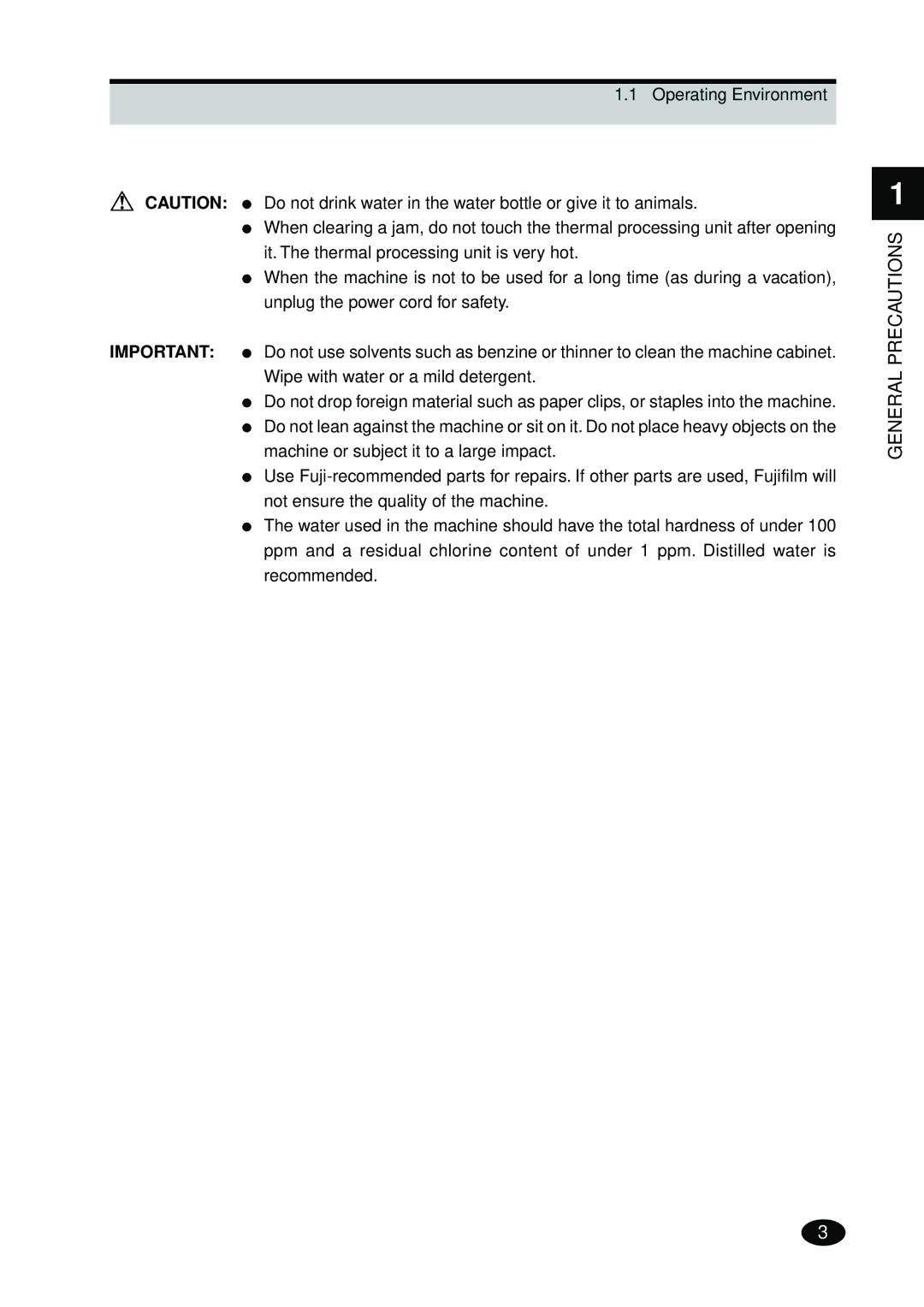 FujiFilm 4500N instruction manual General Precautions 