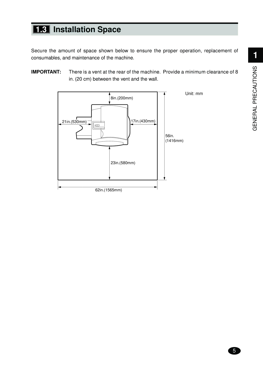 FujiFilm 4500N instruction manual Installation Space 