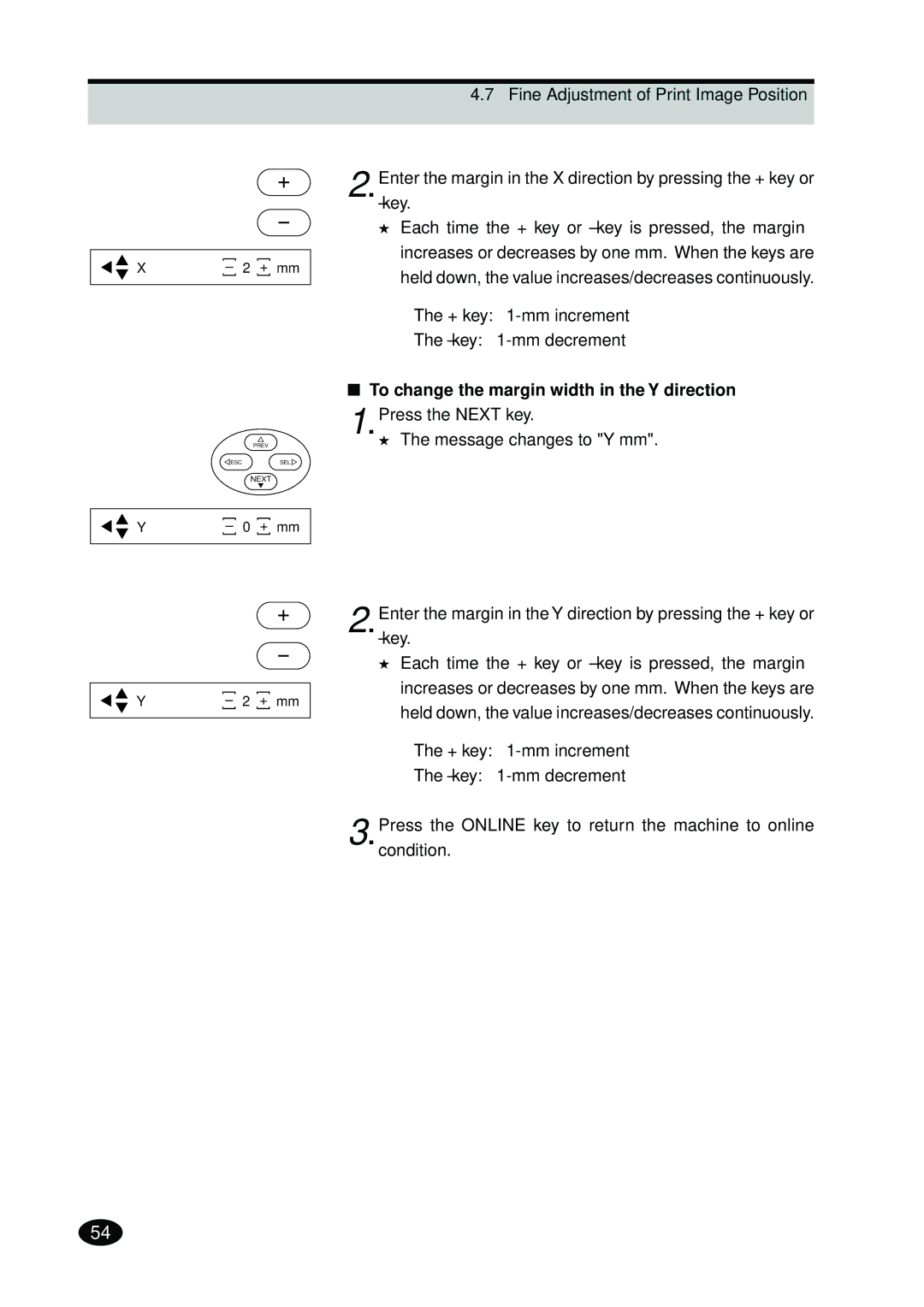 FujiFilm 4500N instruction manual To change the margin width in the Y direction 