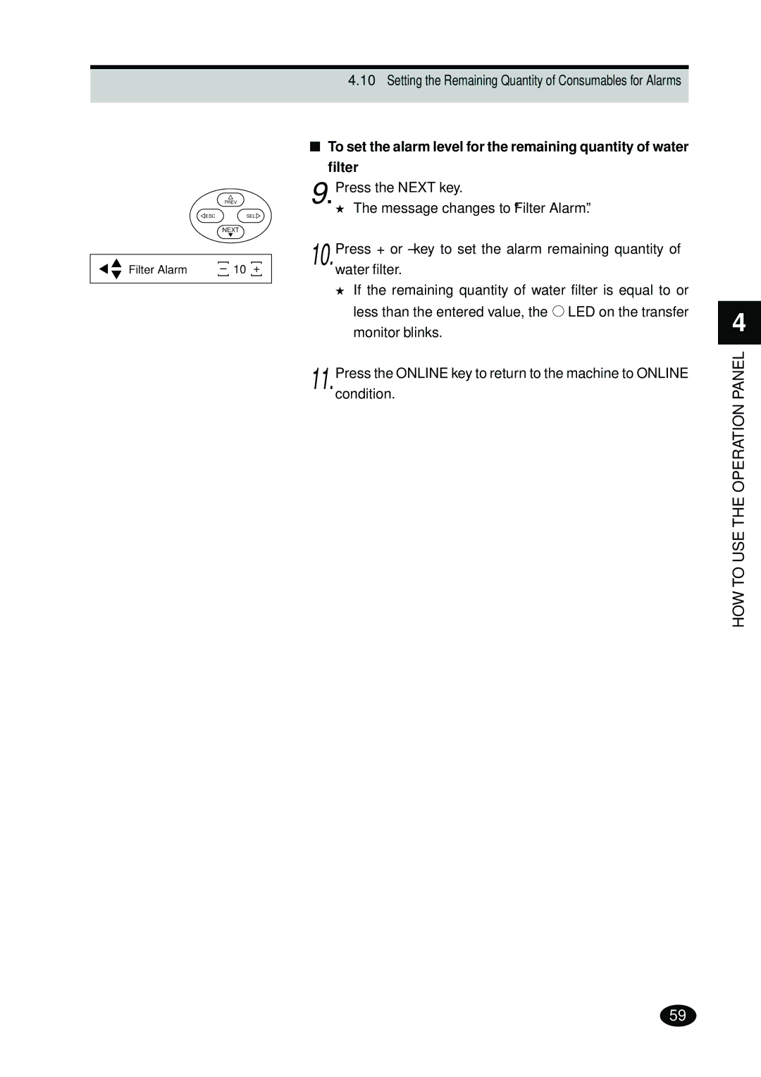 FujiFilm 4500N instruction manual Setting the Remaining Quantity of Consumables for Alarms 