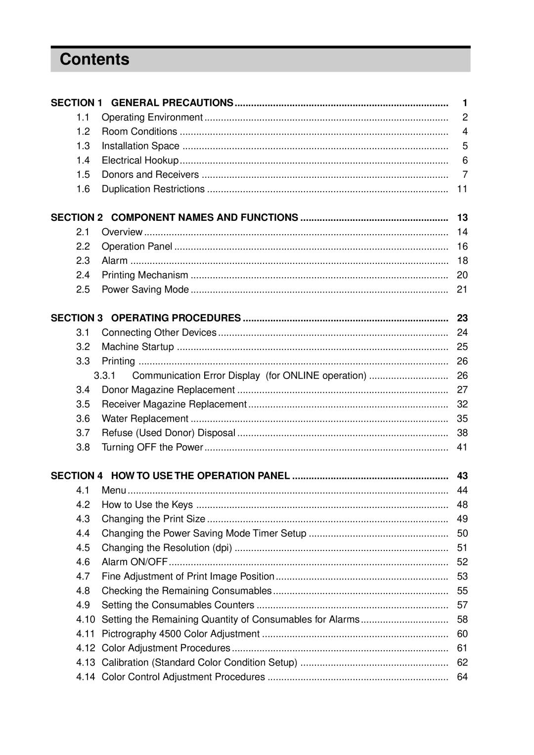 FujiFilm 4500N instruction manual Contents 