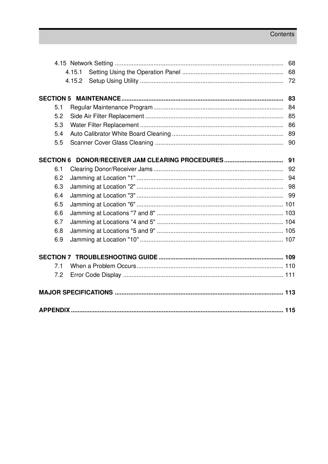 FujiFilm 4500N instruction manual 109, 113, 115 