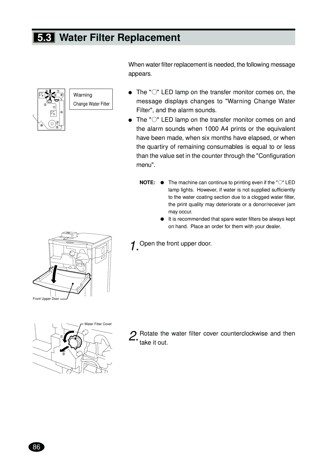 FujiFilm 4500N instruction manual Water Filter Replacement 