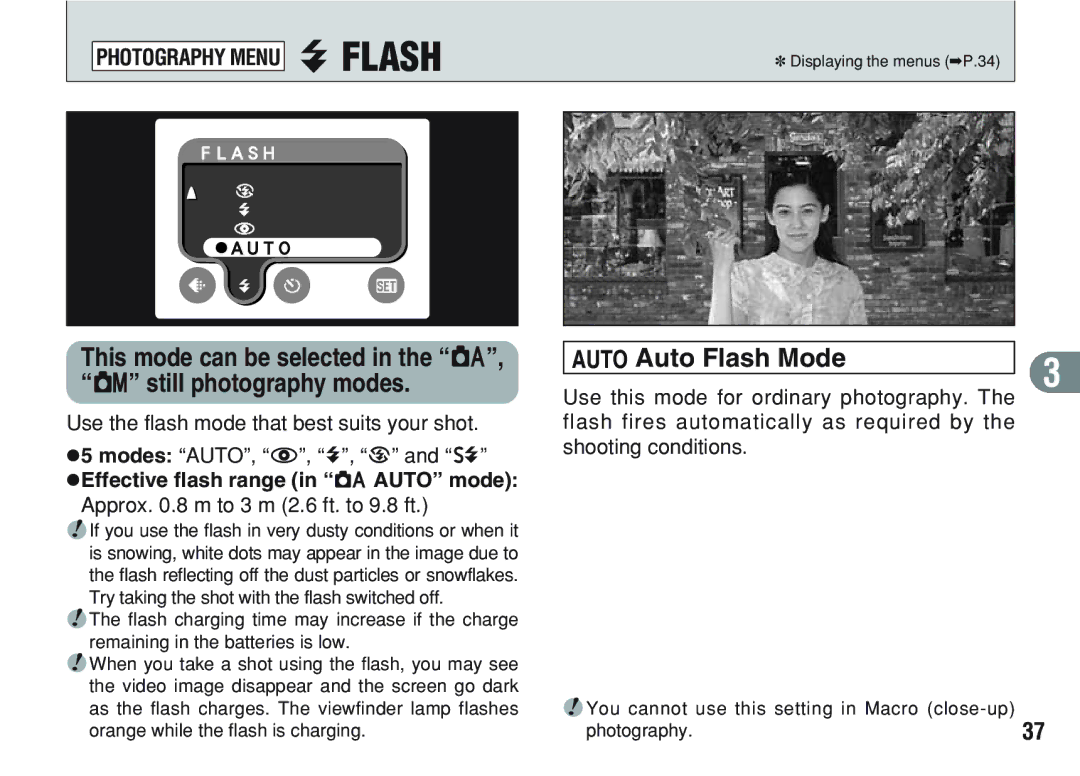 FujiFilm A200 manual Auto Auto Flash Mode, You cannot use this setting in Macro close-up photography 