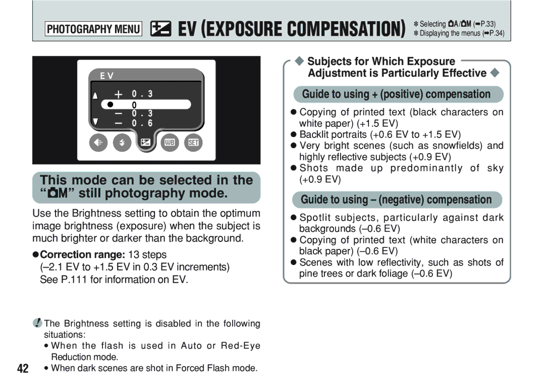 FujiFilm A200 manual This mode can be selected in the S still photography mode, Guide to using + positive compensation 