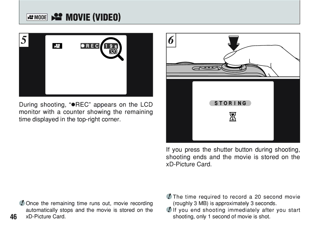 FujiFilm A200 manual Movie Video 