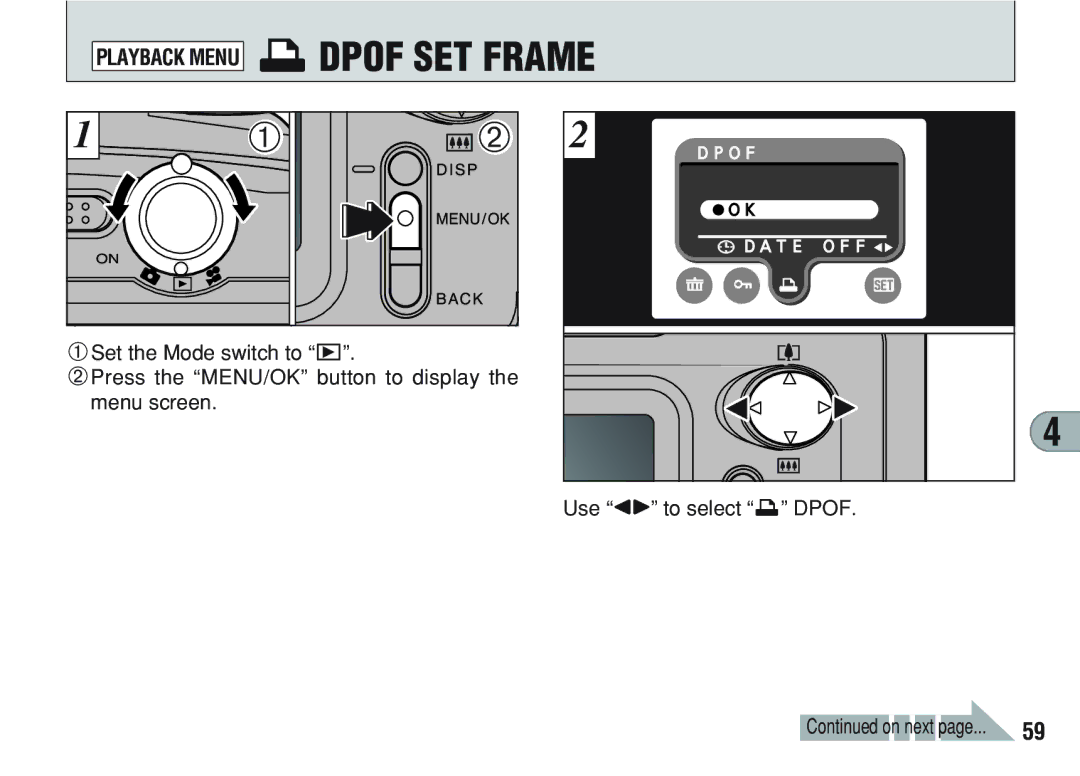 FujiFilm A200 manual Playback Menu iDPOF SET Frame 