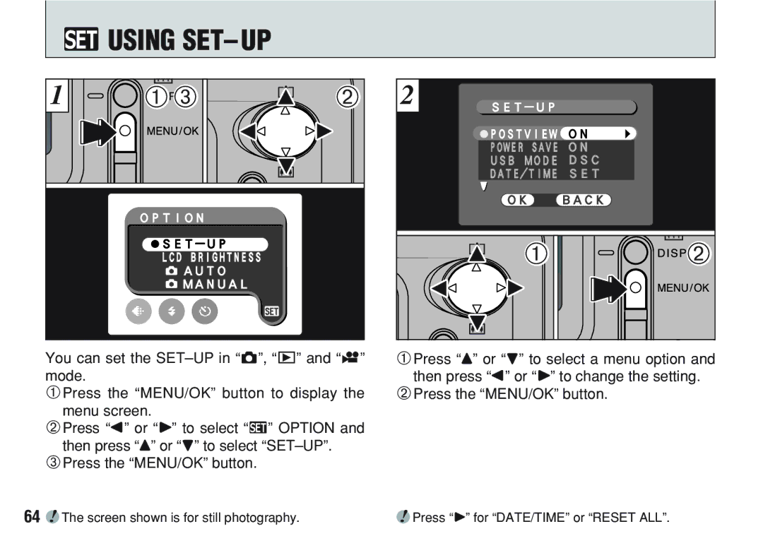 FujiFilm A200 manual Using SET- UP 