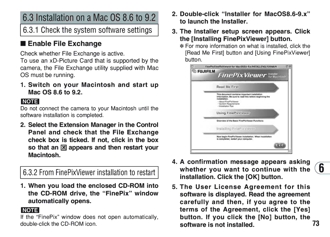 FujiFilm A200 manual Enable File Exchange, Switch on your Macintosh and start up Mac OS 8.6 to 