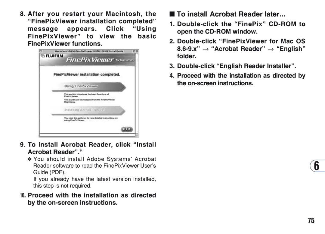 FujiFilm A200 manual To install Acrobat Reader later 