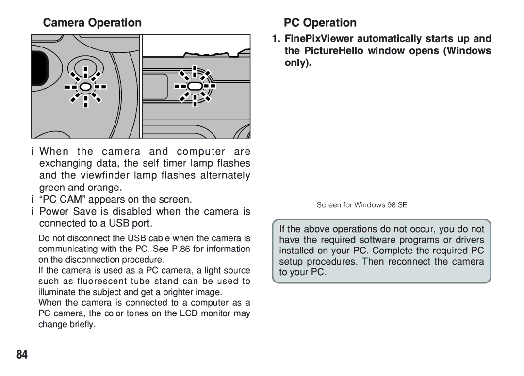 FujiFilm A200 manual Camera Operation 