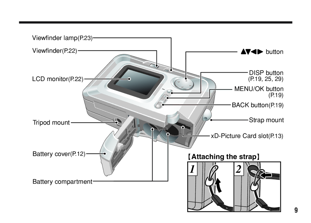 FujiFilm A200 manual Attaching the strap, Battery compartment 